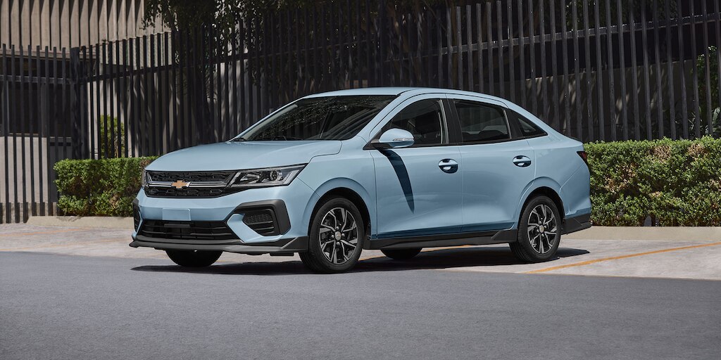 Chevrolet Aveo 2025 diseñado con manijas exteriores al color de la carrocería
