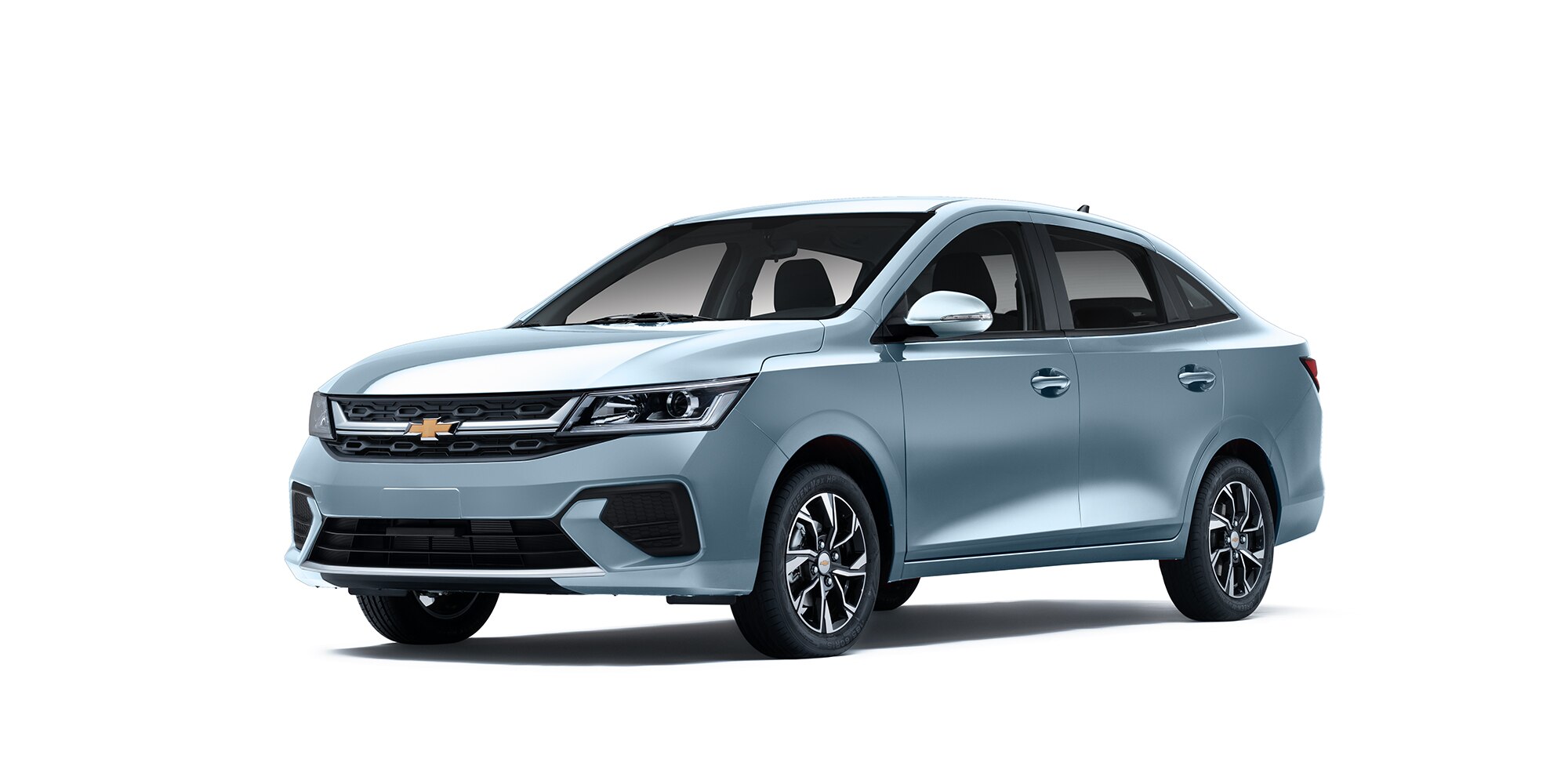 Nuevo auto tipo sedán Chevrolet Aveo 2026 en color azul persuasión