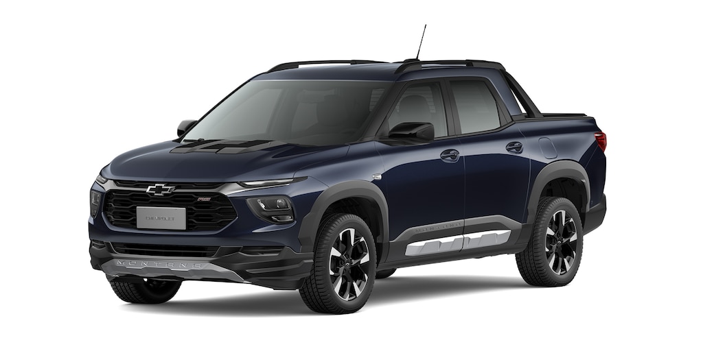 Nueva camioneta pickup compacta Chevrolet versión Montana RS 2024 disponible en color Azul Lunar