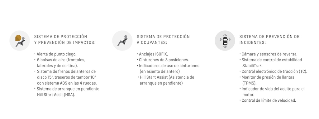 Imágenes de sistemas de seguridad  para nueva Chevrolet Montana 2024